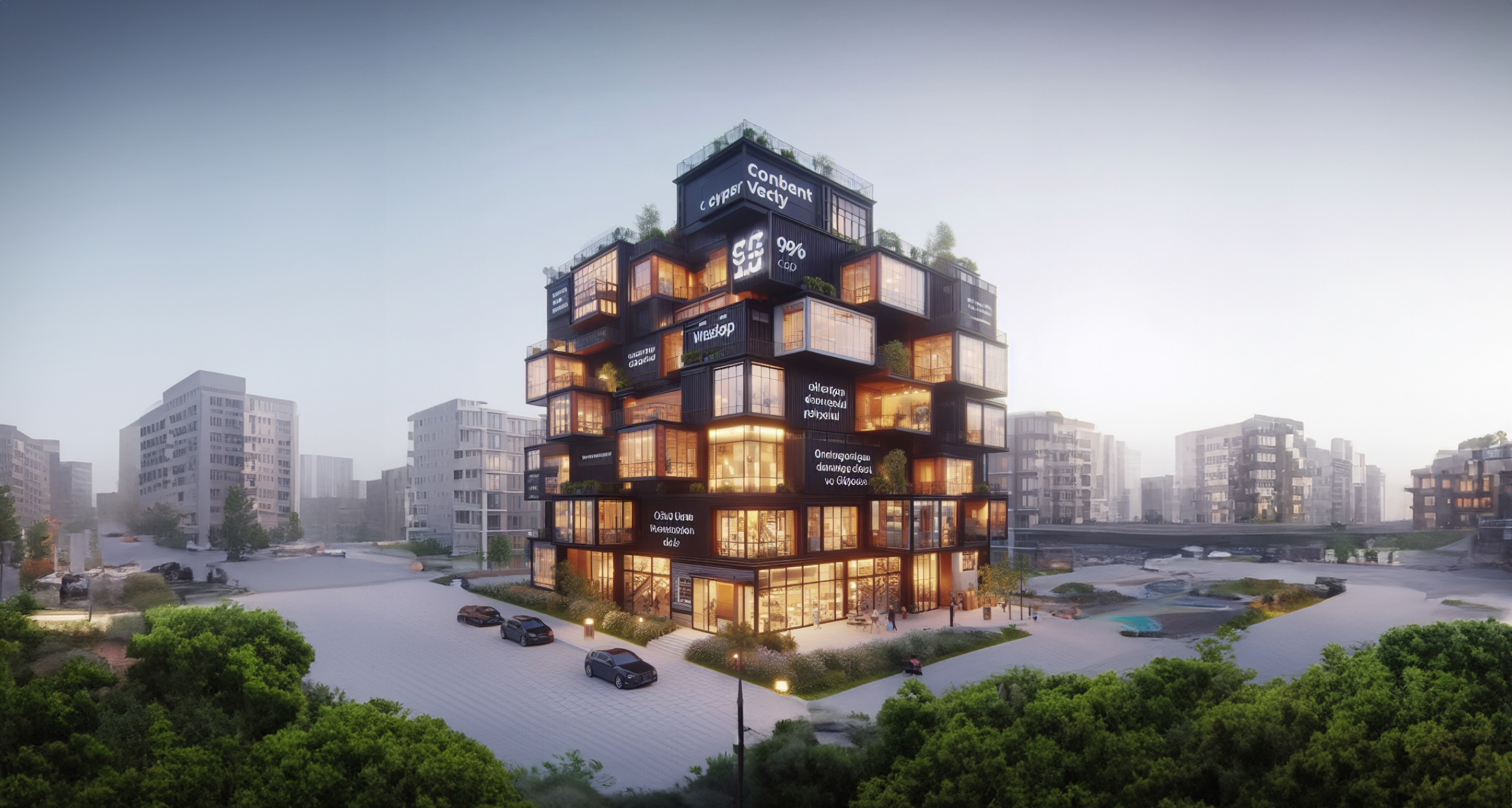 AI building and city landscape