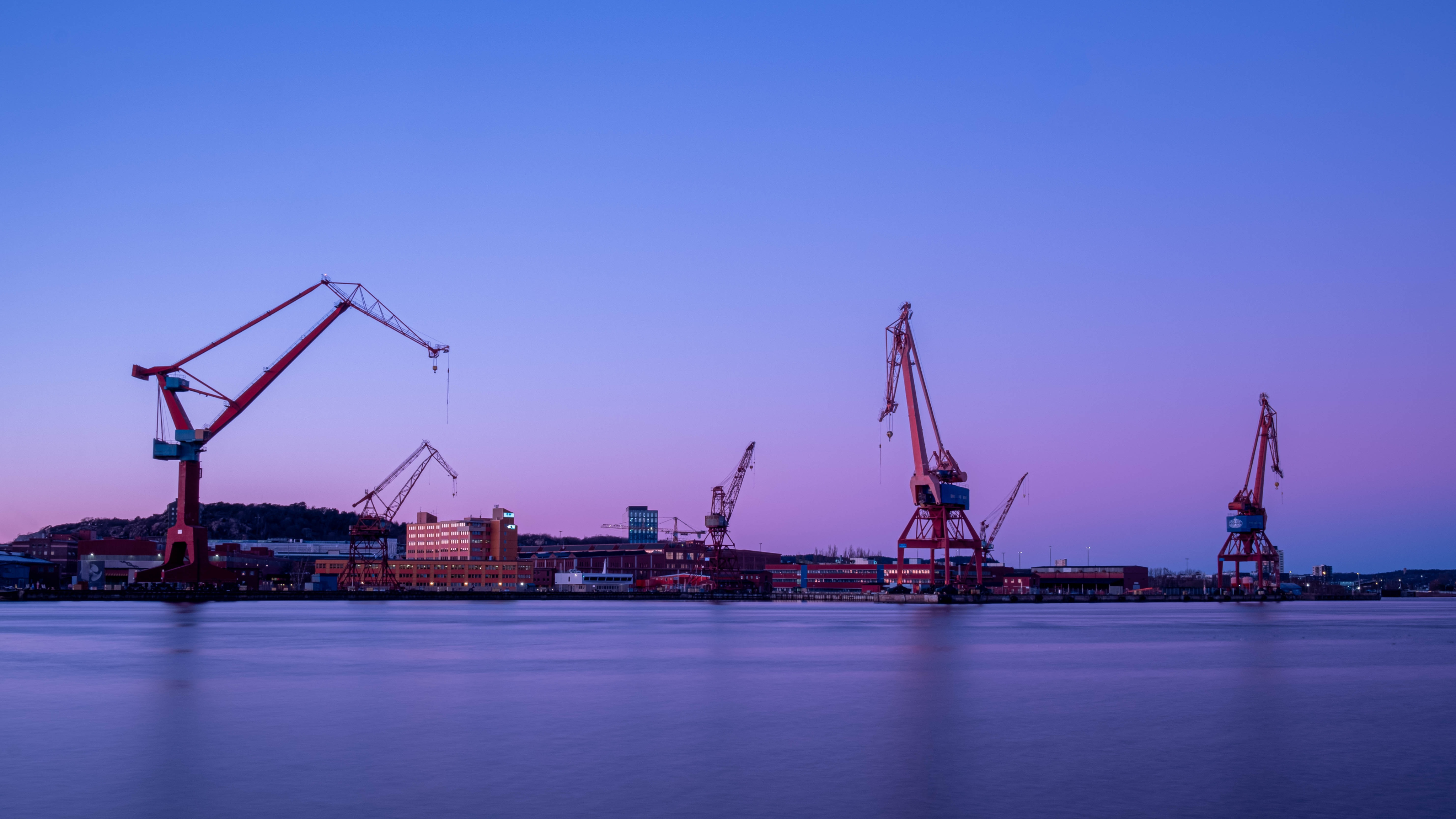 View of Gothenburg and it's harbour cranes